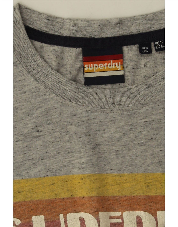 Superdry Camiseta con gráfico extragrande para mujer, talla 40, talla pequeña, color gris moteado