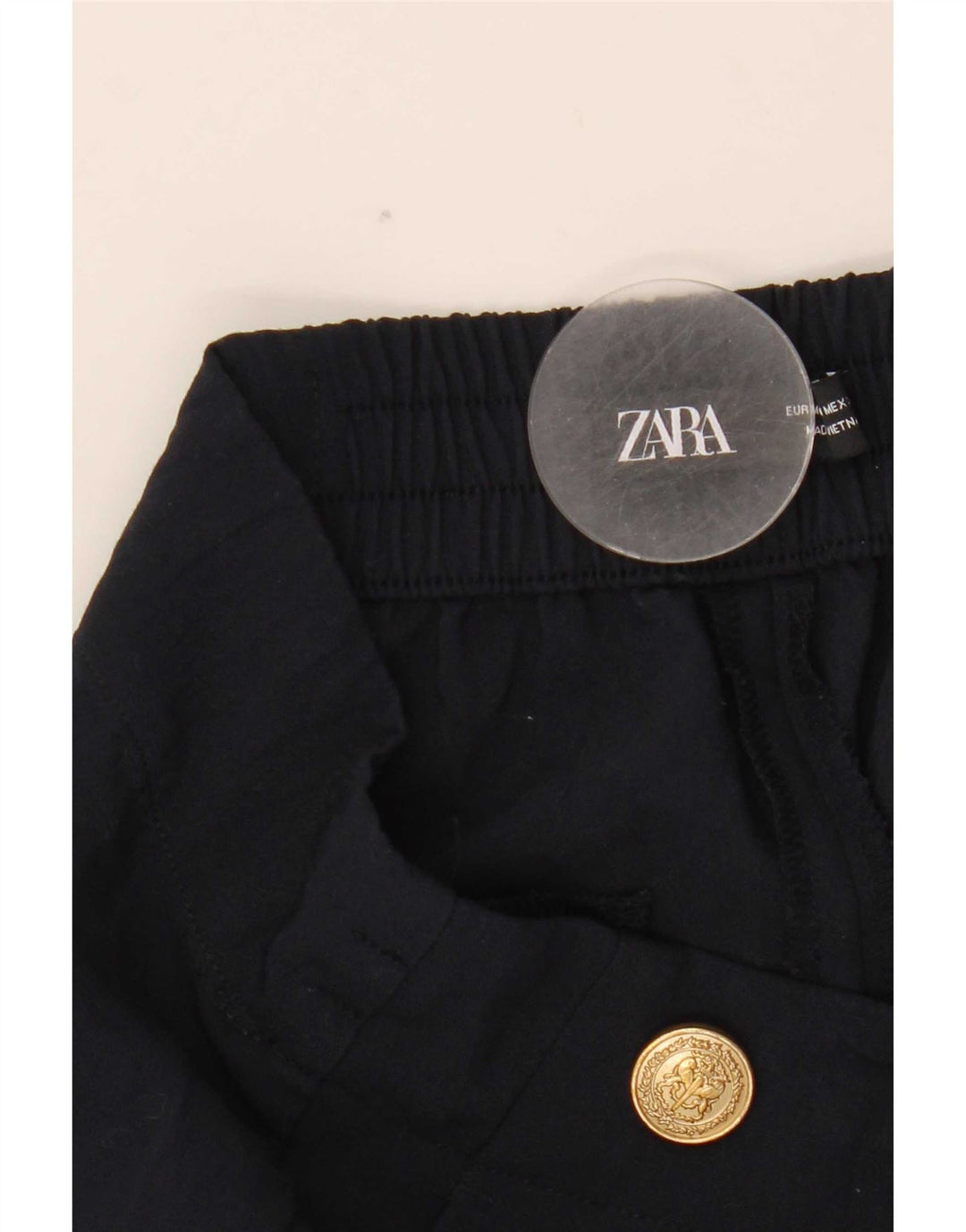 Zara Mujer Pantalón Chino Tapered Mediano W28 L26 Poliéster Azul Marino