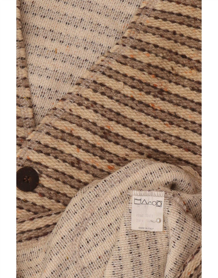 Wit Boy Cárdigan sin mangas para hombre, suéter pequeño de lana a rayas beige
