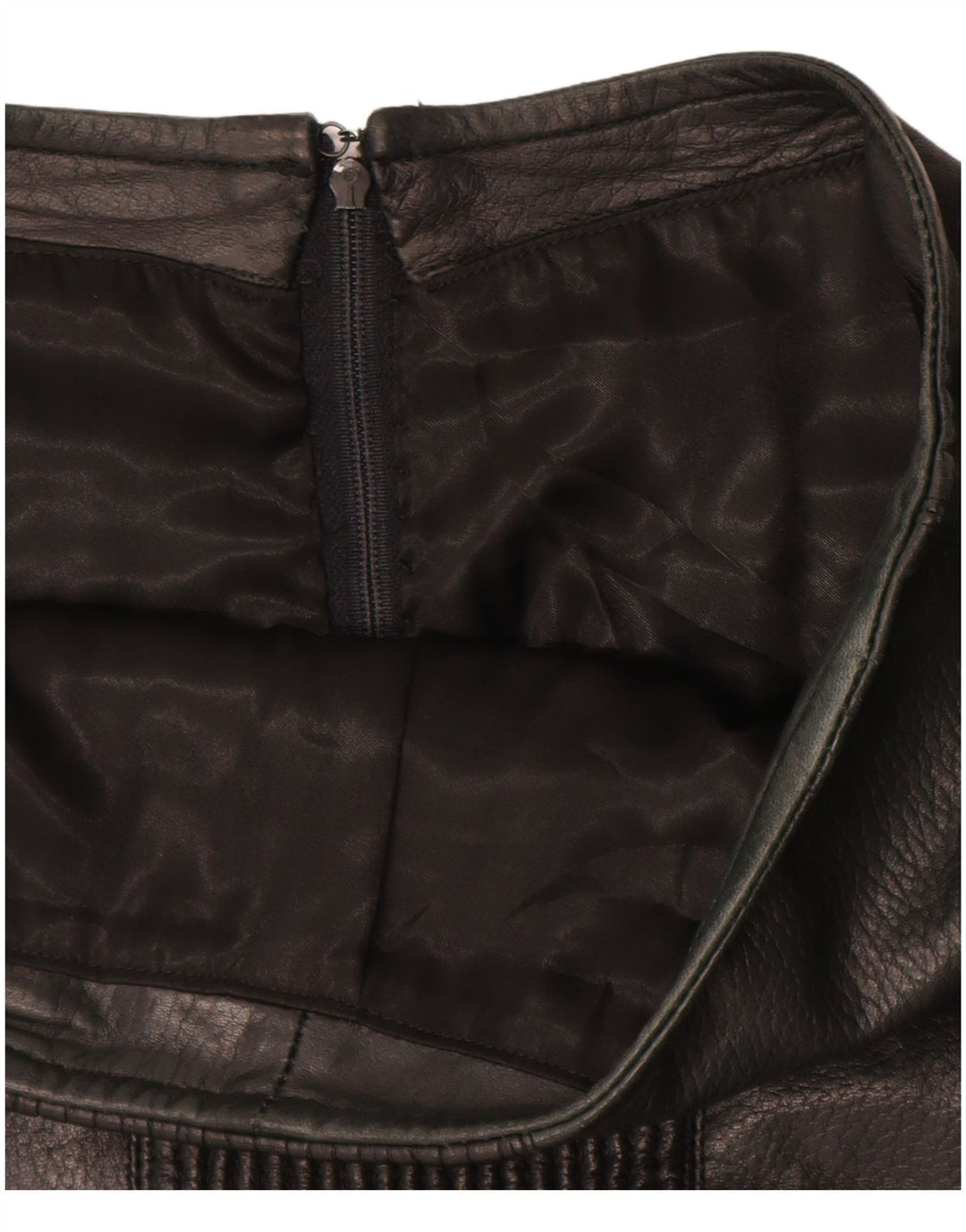 VINTAGE Falda de cuero para mujer W26 Pequeño Negro