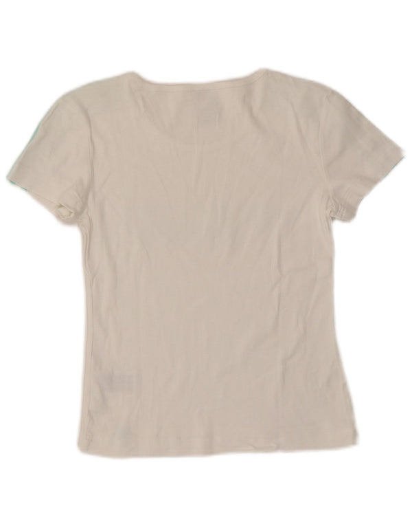 ADIDAS Camiseta corta gráfica para mujer Top UK 10 Small White Cotton