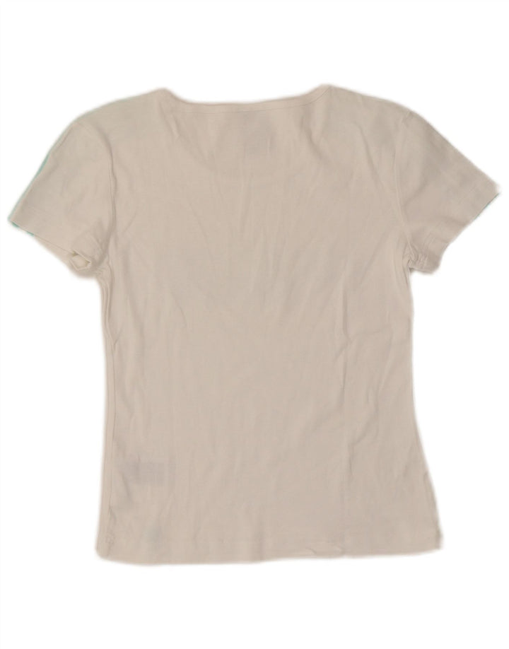 ADIDAS Camiseta corta gráfica para mujer Top UK 10 Small White Cotton