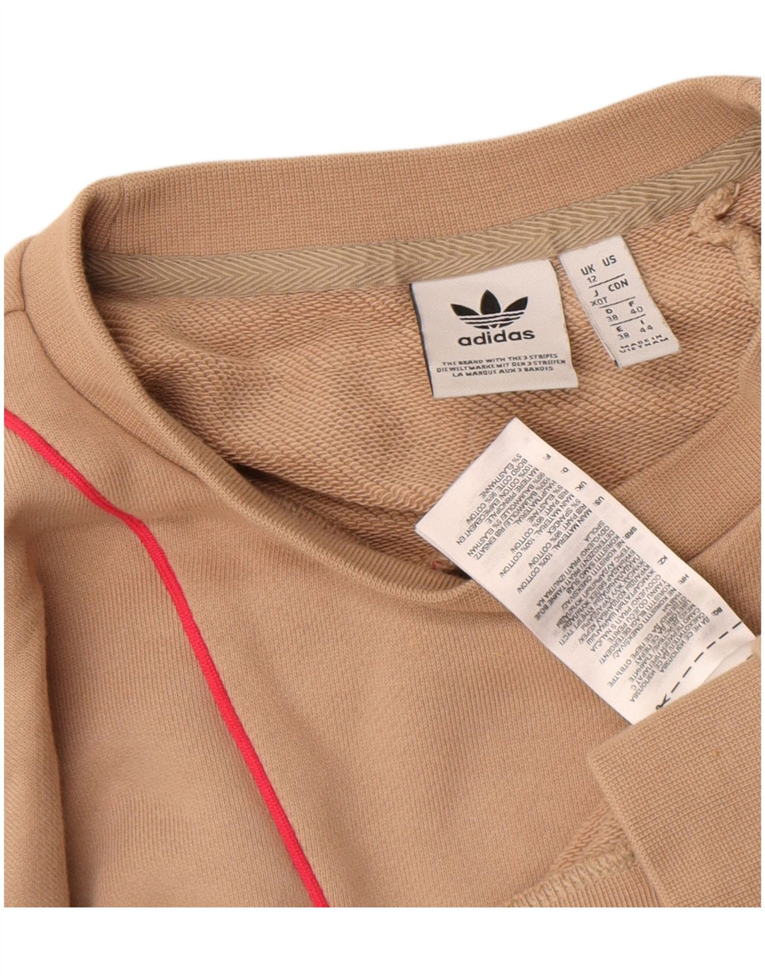 Adidas - Sudadera gráfica para mujer, talla 40, color beige medio