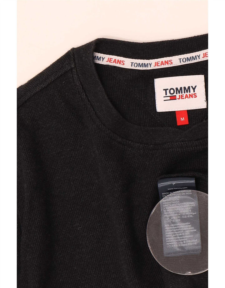 Tommy Hilfiger Camiseta para hombre de manga larga de algodón negro mediano