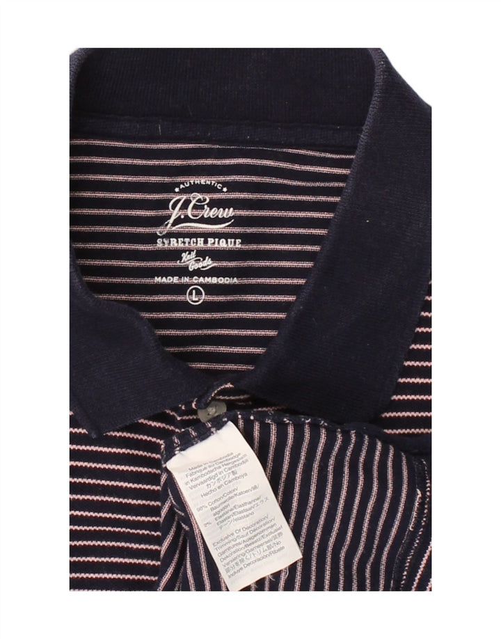 J. CREW Mens Polo Shirt Large Navy Blue Striped Cotton Vintage J. Crew and Second-Hand J. Crew from Messina Hembry 