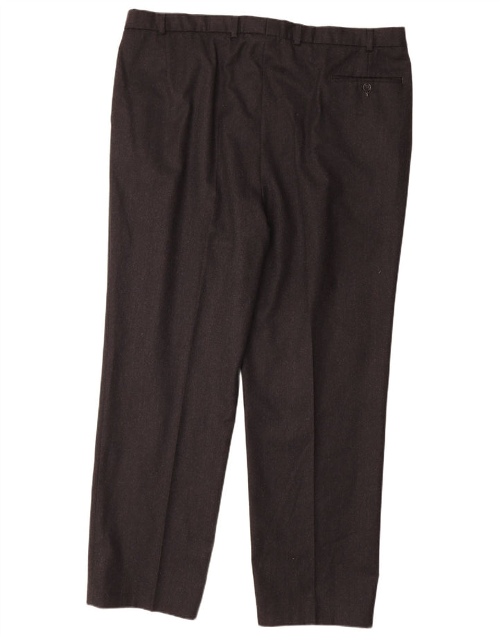 MARKS & SPENCER Pantalón de traje con pinzas para hombre W44 L33 Lana negra