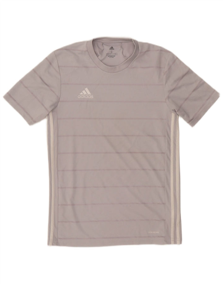 Adidas Hombre Aeroready Camiseta Top Pequeño Gris Rayas Poliéster