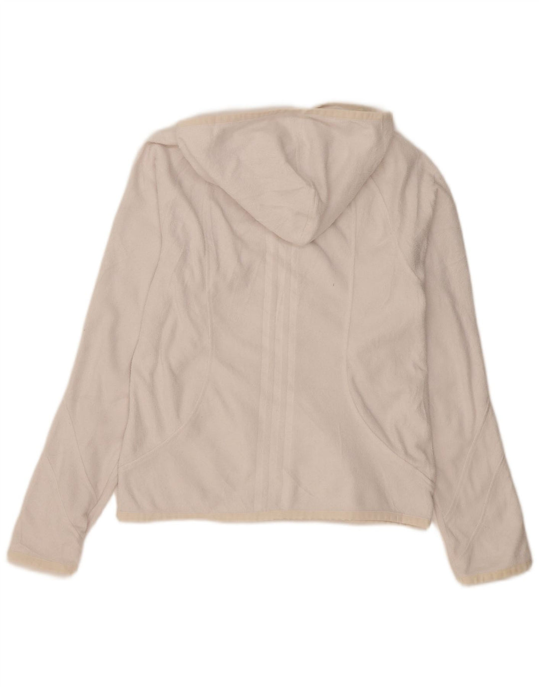 Adidas - Chaqueta polar con capucha para mujer, talla 40, poliéster blanco mediano