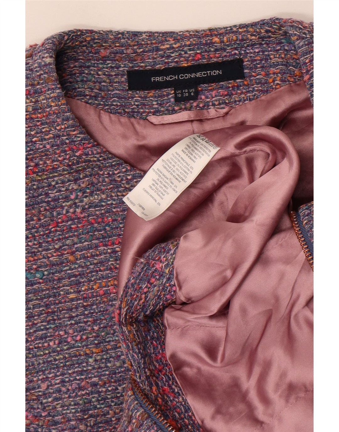 French Connection Chaqueta tipo blazer corta para mujer UK 40 Small Blue Moteado