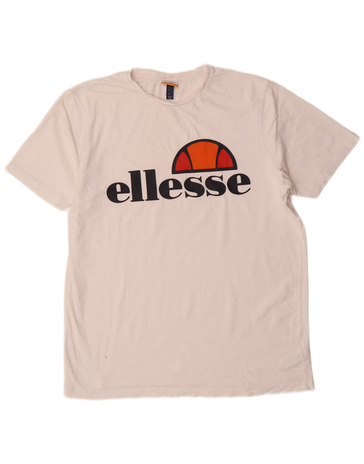 ELLESSE Camiseta gráfica para hombre Top grande de algodón blanco