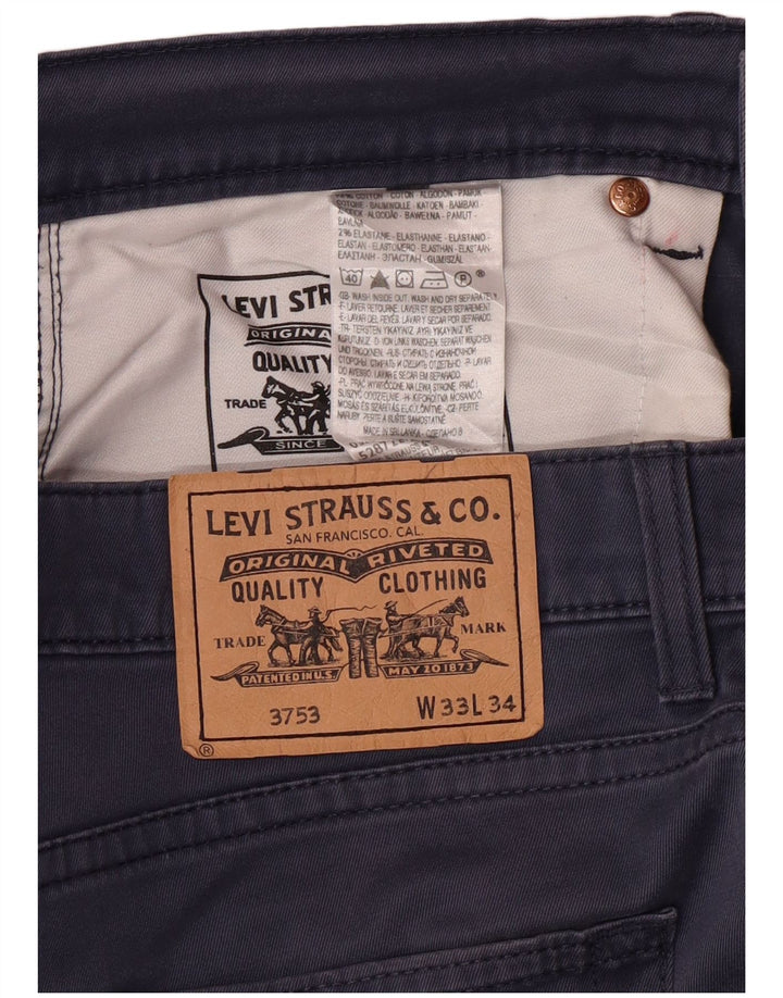 LEVI'S Pantalones casuales rectos para hombre W33 L30 Algodón azul marino