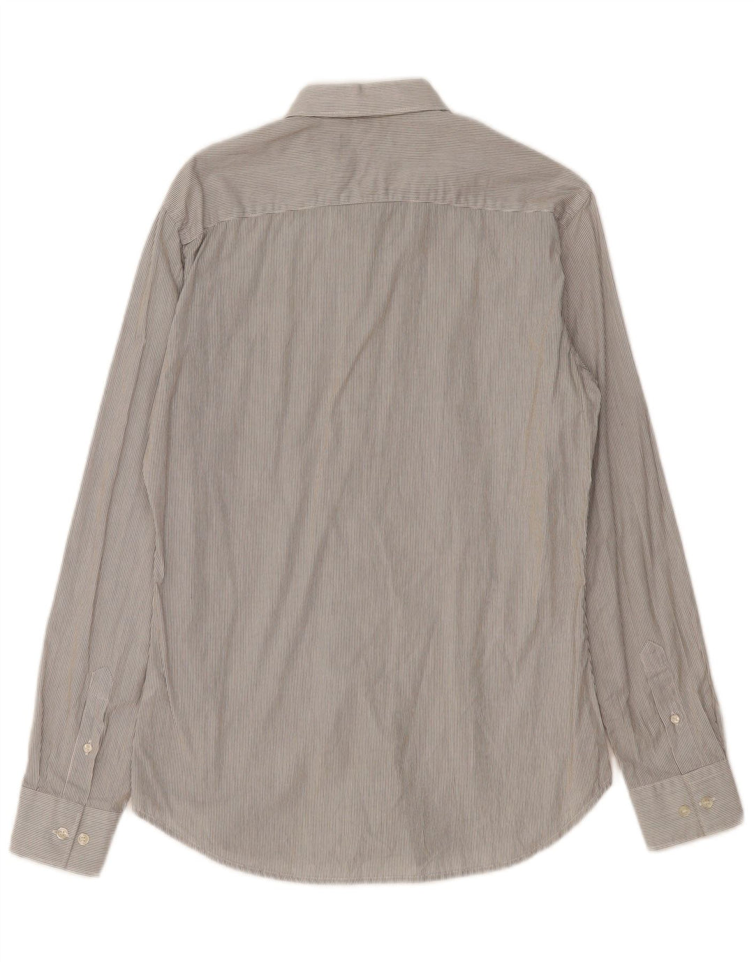 FRENCH CONNECTION Camisa de hombre pequeña de algodón gris a rayas