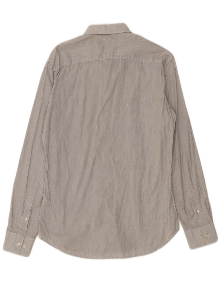 FRENCH CONNECTION Camisa de hombre pequeña de algodón gris a rayas