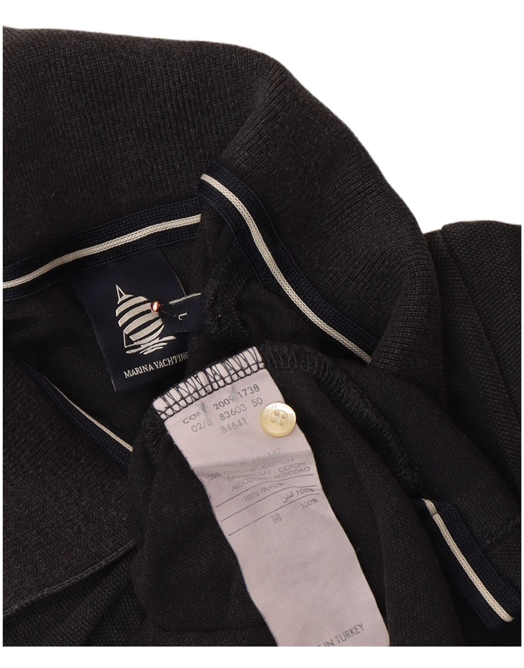 MARINA YACHTING Polo para mujer UK 44 Grande Algodón negro