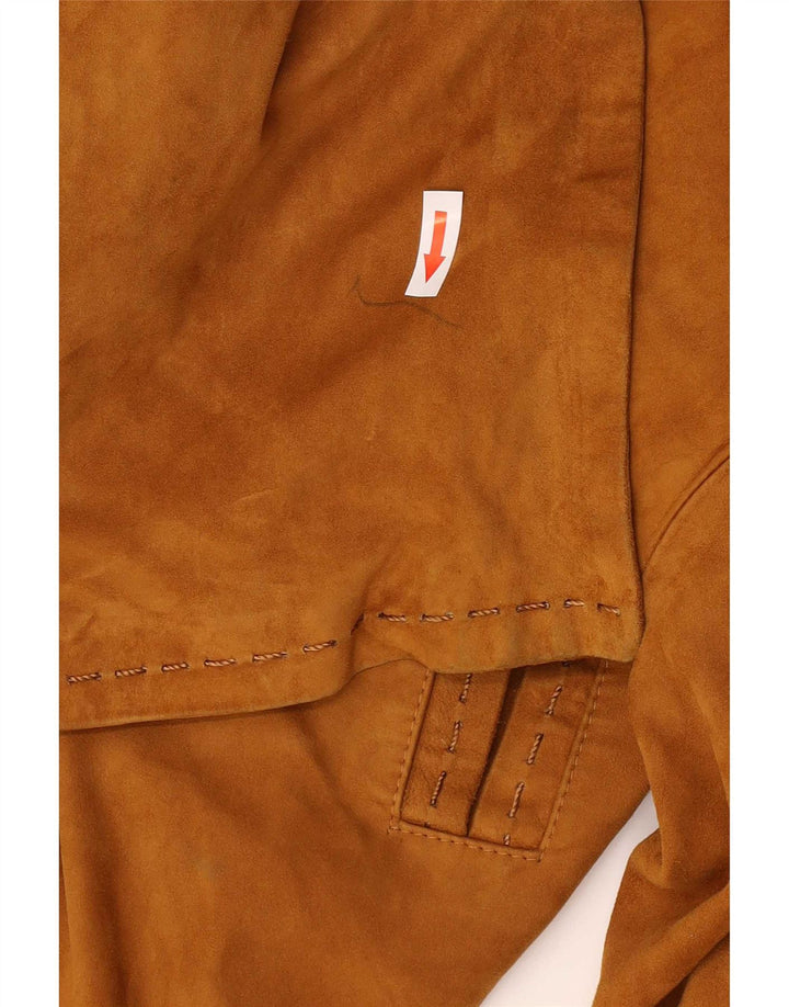 Vintage mujer ante chaqueta Reino Unido 14 cuero marrón medio