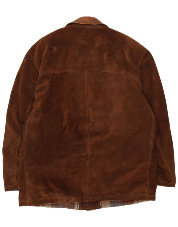 Chaqueta de ante vintage para hombre IT 54 2XL cuero marrón