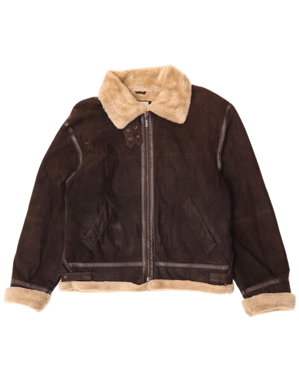 Conbipel Chaqueta de cuero Sherpa para hombre UK 40 Large Brown