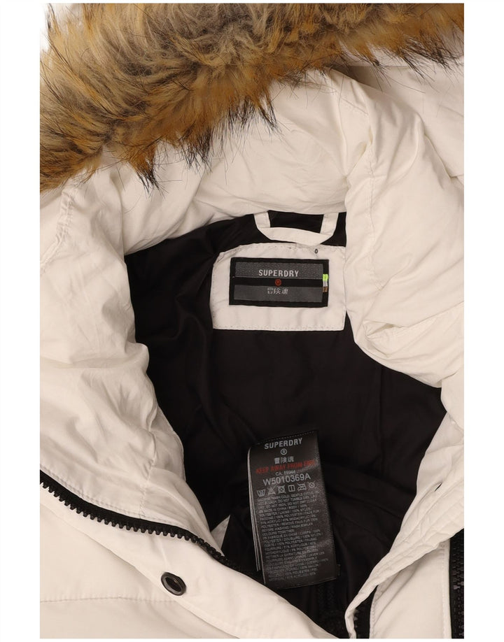 SUPERDRY Chaqueta acolchada con capucha para mujer UK 44 Poliéster blanco mediano