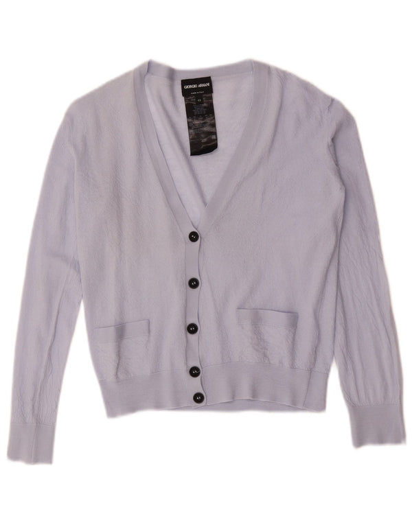Giorgio Armani Womens Crop Cardigan Sweater IT 42 Medium Purple Wool