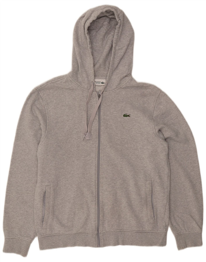 LACOSTE Sudadera con capucha y cremallera para hombre talla 5 grande algodón moteado gris