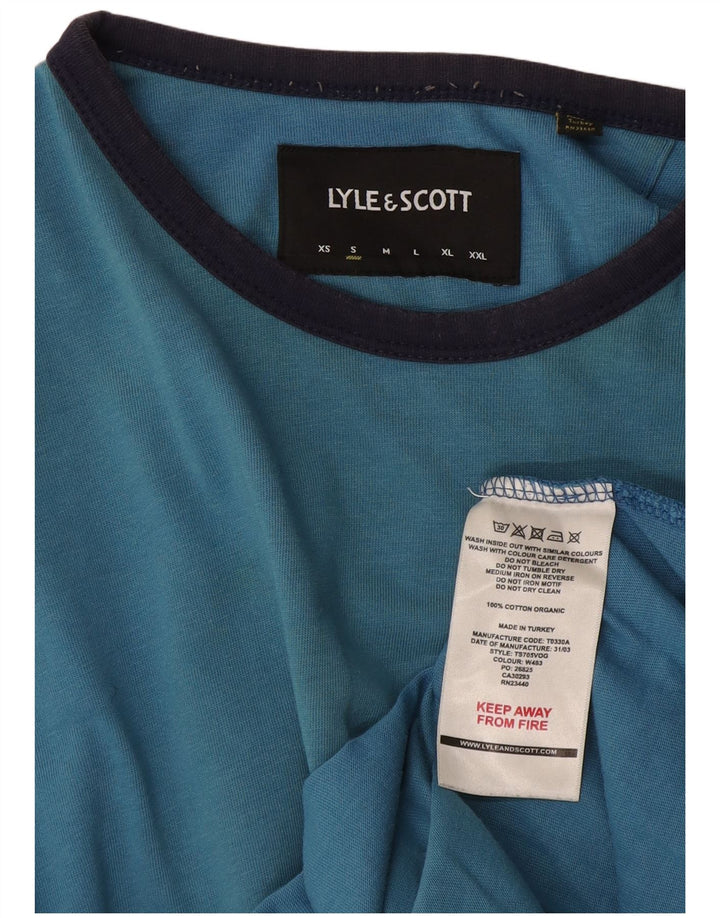 Lyle & Scott Hombre Camiseta Top Small Azul Colorblock Algodón
