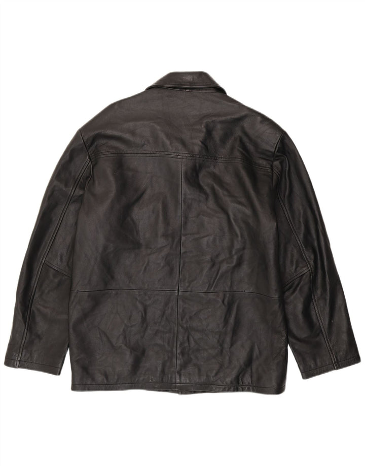 Vintage chaqueta de cuero para hombre Reino Unido 40 cuero negro grande