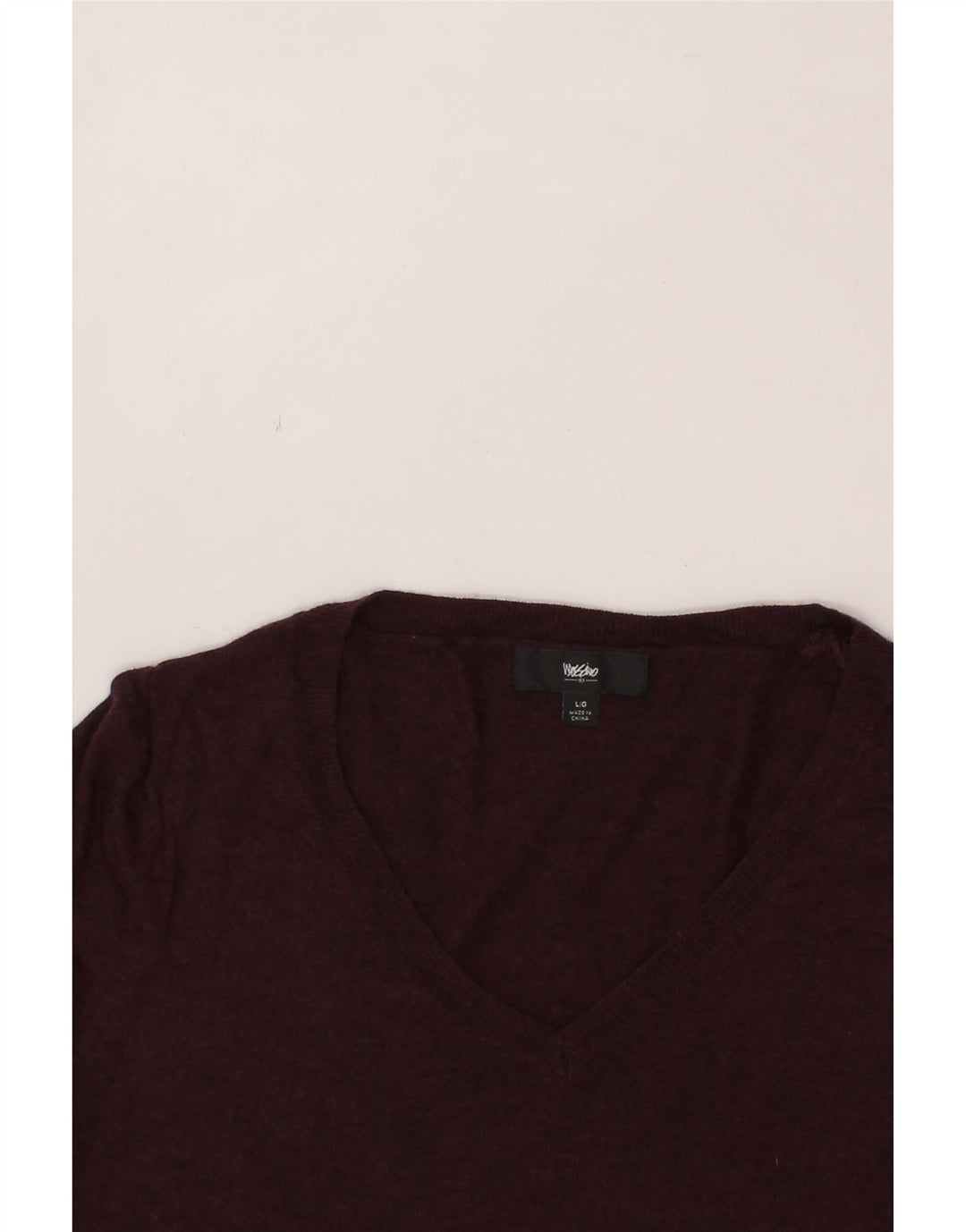 MOSSIMO Mens V-Neck Jumper Sweater Large Burgundy Nylon Vintage Mossimo and Second-Hand Mossimo from Messina Hembry 