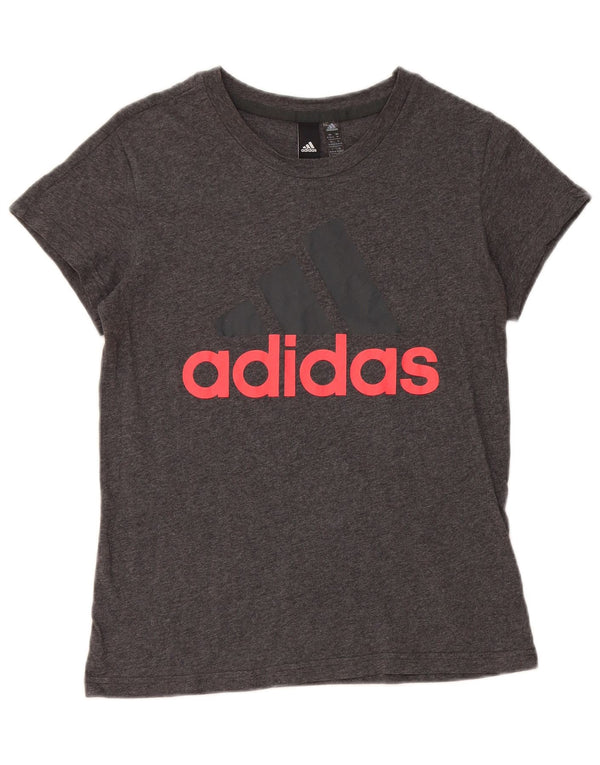 Adidas Camiseta gráfica para mujer Top UK 12/14 Algodón gris medio
