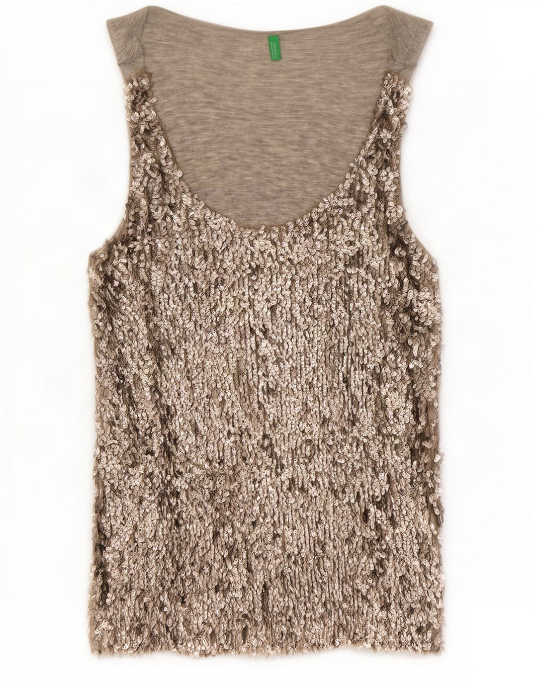 Benetton Top Sin Mangas Con Lentejuelas Para Mujer ES 44 Viscosa Gris Medio