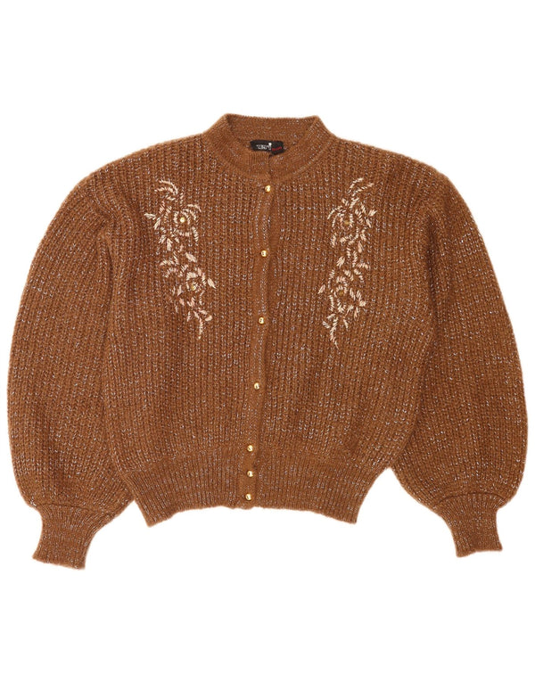 Neri Cárdigan para Mujer IT 46 Large Brown Floral Mohair