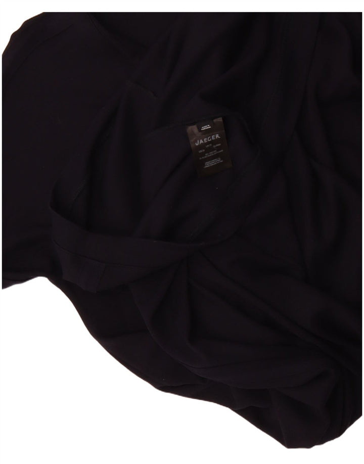 Jaeger Vestido básico de manga larga para mujer UK 46 Large Viscosa azul marino