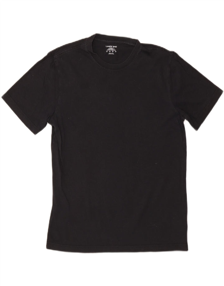 LANDS END Camiseta ajustada a medida para hombre Top mediano de algodón negro