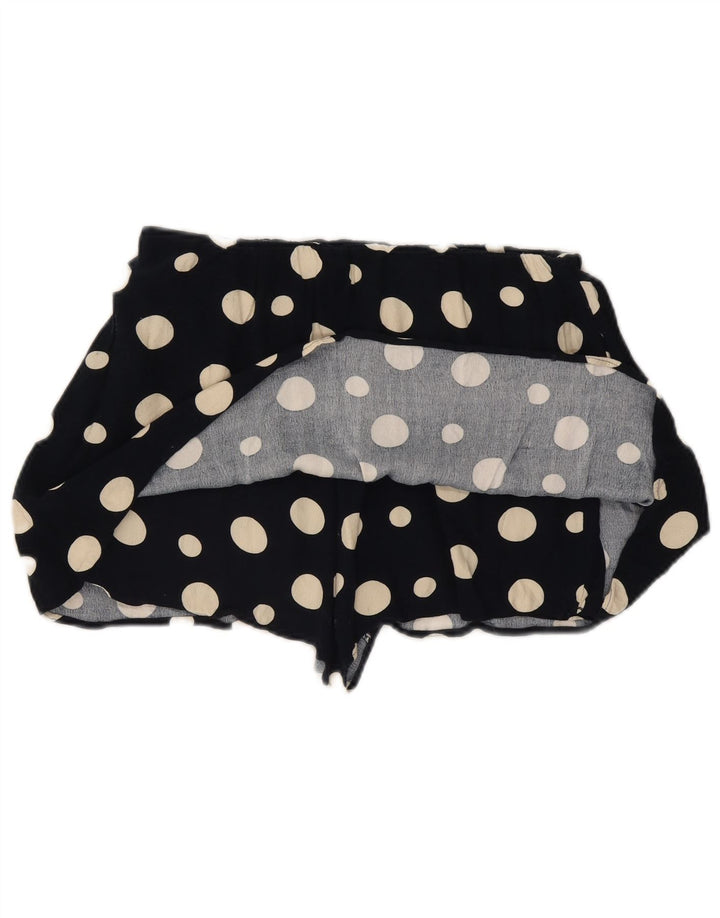 Zara Mujer Shorts Casuales Large W32 Viscosa De Lunares Negros