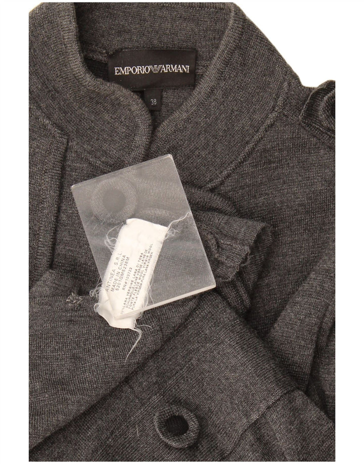 Armani Suéter Cárdigan De Doble Botonadura Para Mujer IT 38 XS Lana Gris