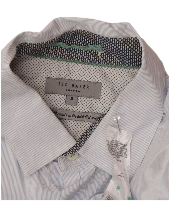 Ted Baker Camisa para hombre Talla 5 XL Algodón azul a rayas