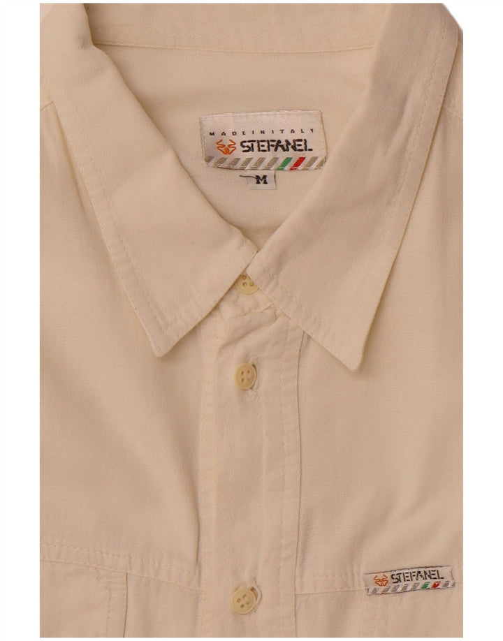 Stefanel Camisa De Manga Corta Para Hombre Algodón Blanco Mediano