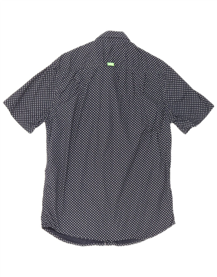 Superdry Camisa De Manga Corta De Algodón Geométrico Azul Marino Medio