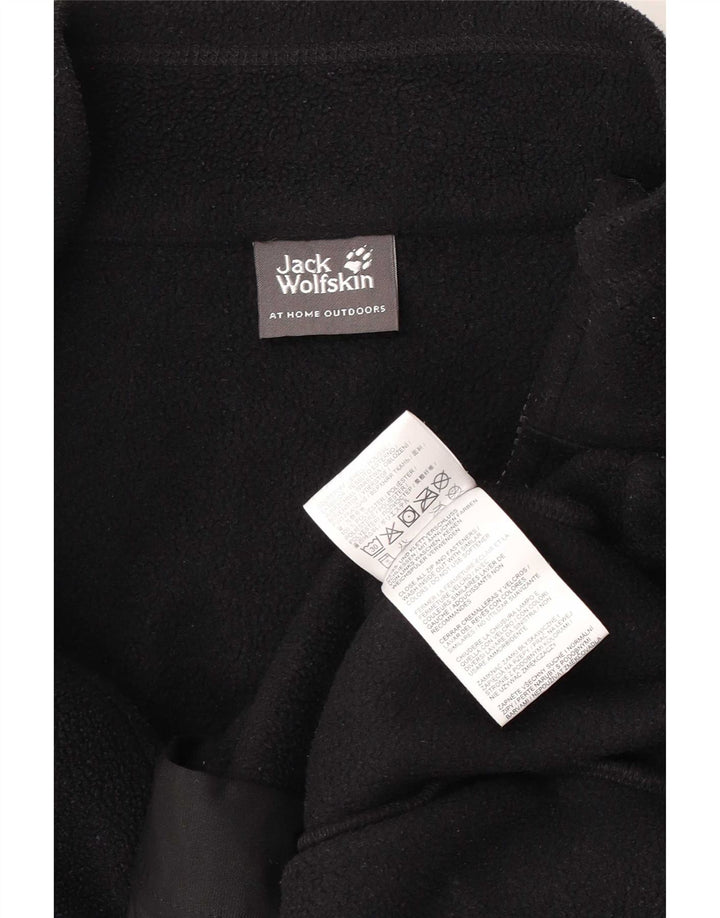 Jack Wolfskin Chaqueta polar con forro para hombre, talla 40, poliéster negro grande