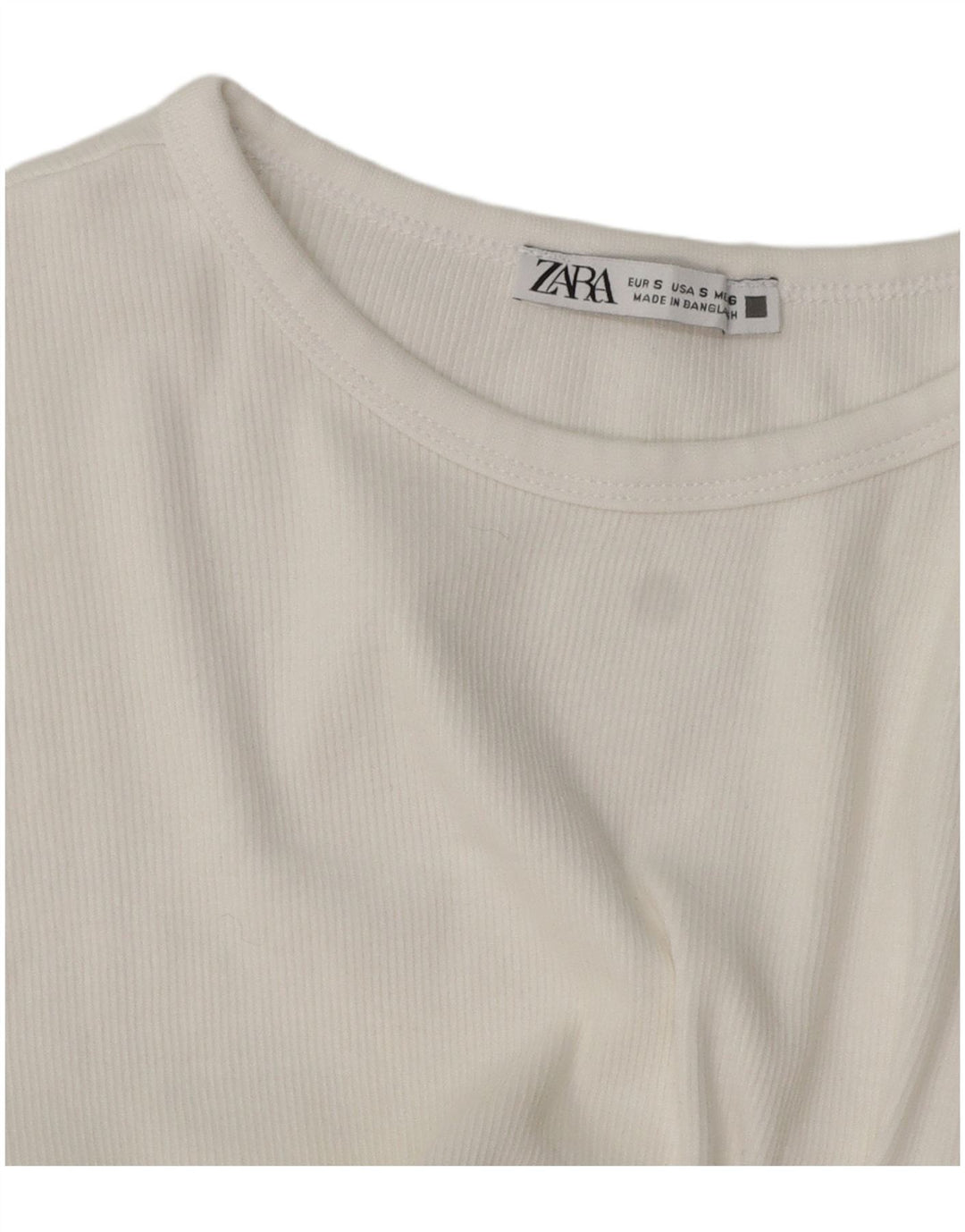 Zara Mujer Camiseta Top UK 10 Small Blanco