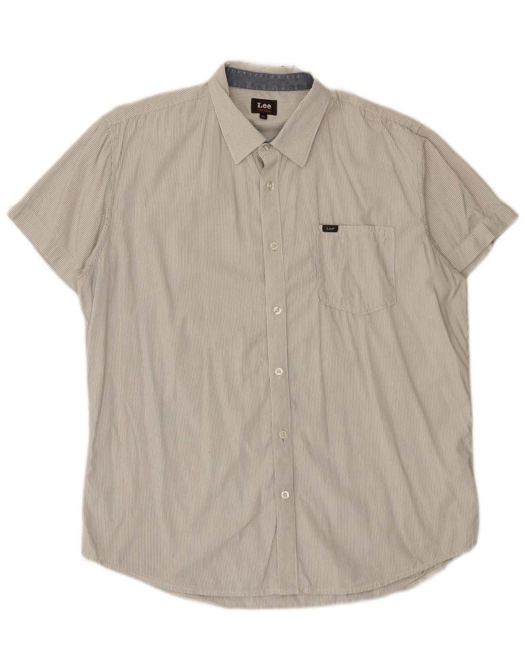 Camisa Lee para hombre XL Algodón blanco a rayas diplomáticas