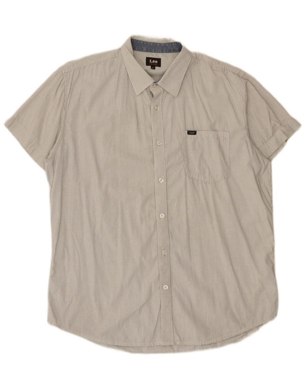 Camisa Lee para hombre XL Algodón blanco a rayas diplomáticas
