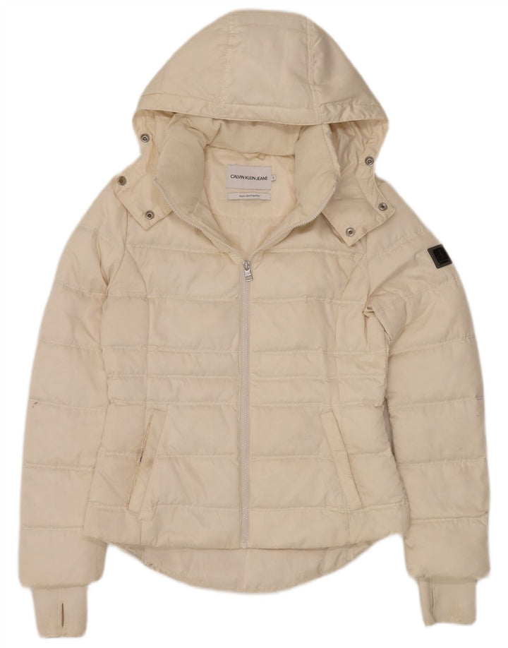 CALVIN KLEIN JEANS Chaqueta acolchada extragrande para mujer UK 10 Small Off White