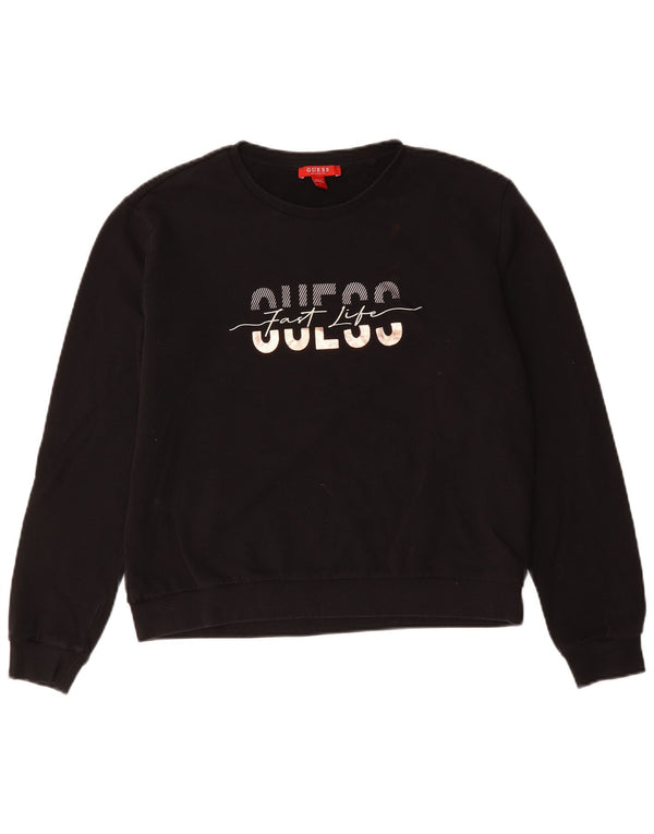 Guess Sudadera gráfica para mujer Jumper UK 46 Large Algodón negro