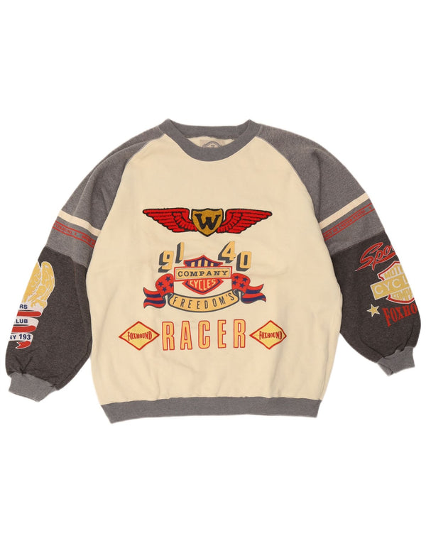 Foxhound Hombre Sudadera Gráfica Jumper Medium Off White De Algodón Con Bloques De Color