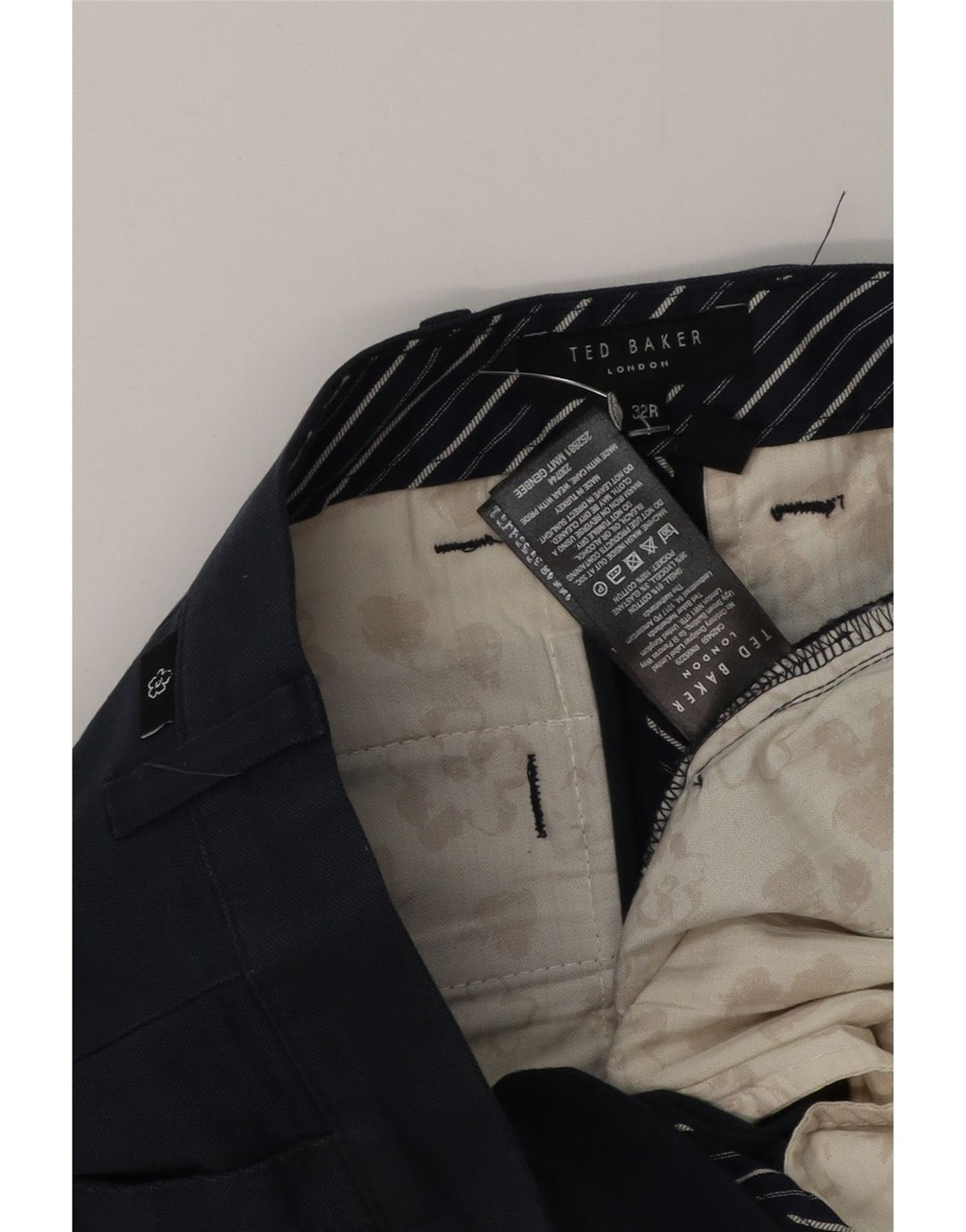 Pantalones chinos ajustados para hombre de Ted Baker W32 L31 Poliéster azul marino