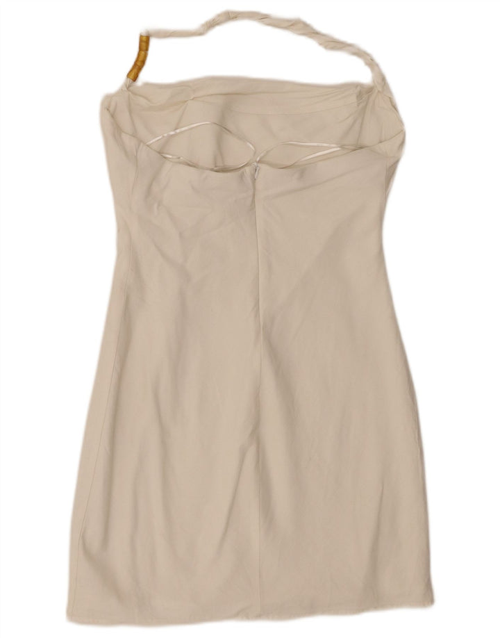 Zara Minivestido Halter para Mujer UK 44 Large Viscosa Blanca