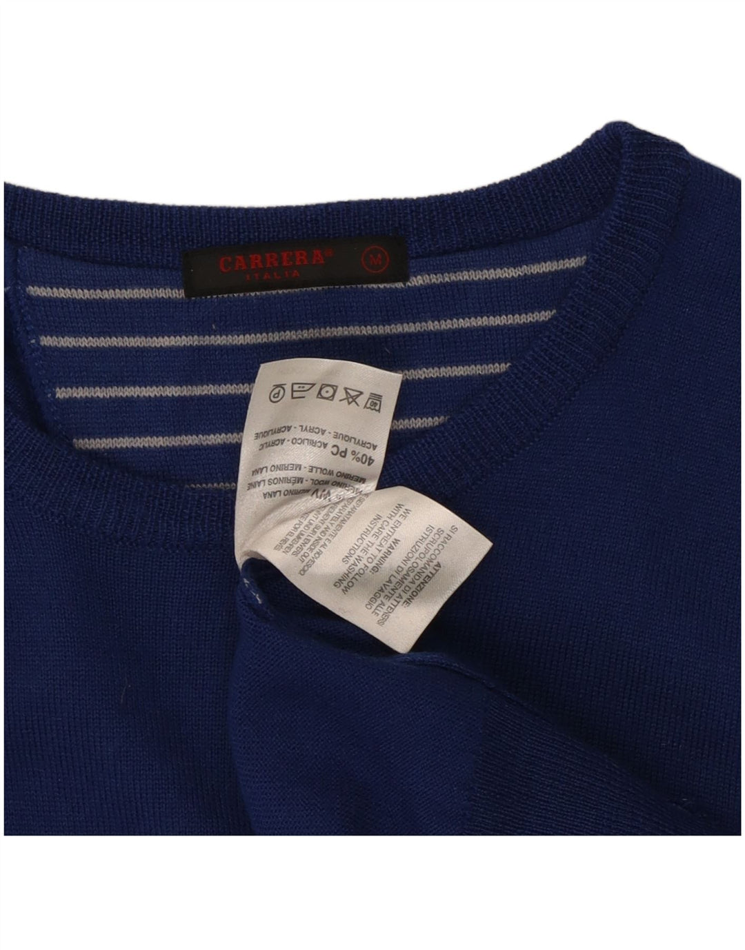 Jersey Carrera Hombre Cuello Redondo Lana Azul Medio