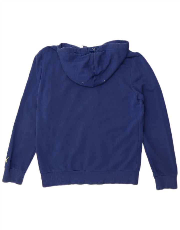 Puma Sudadera con capucha y cremallera gráfica para hombre, talla pequeña, algodón azul