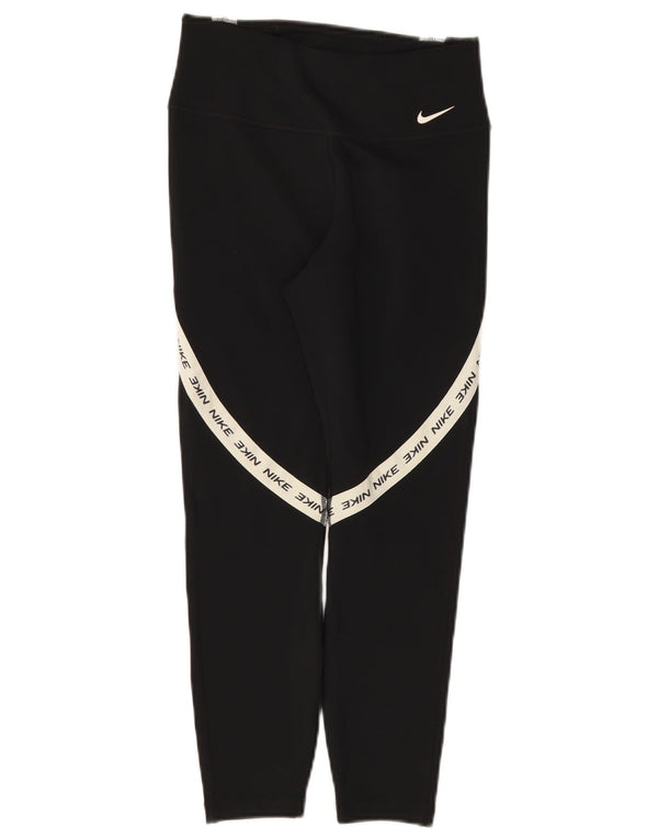 Nike Leggings cortos con gráfico Dri Fit para mujer UK 8 Small Black Colourblock