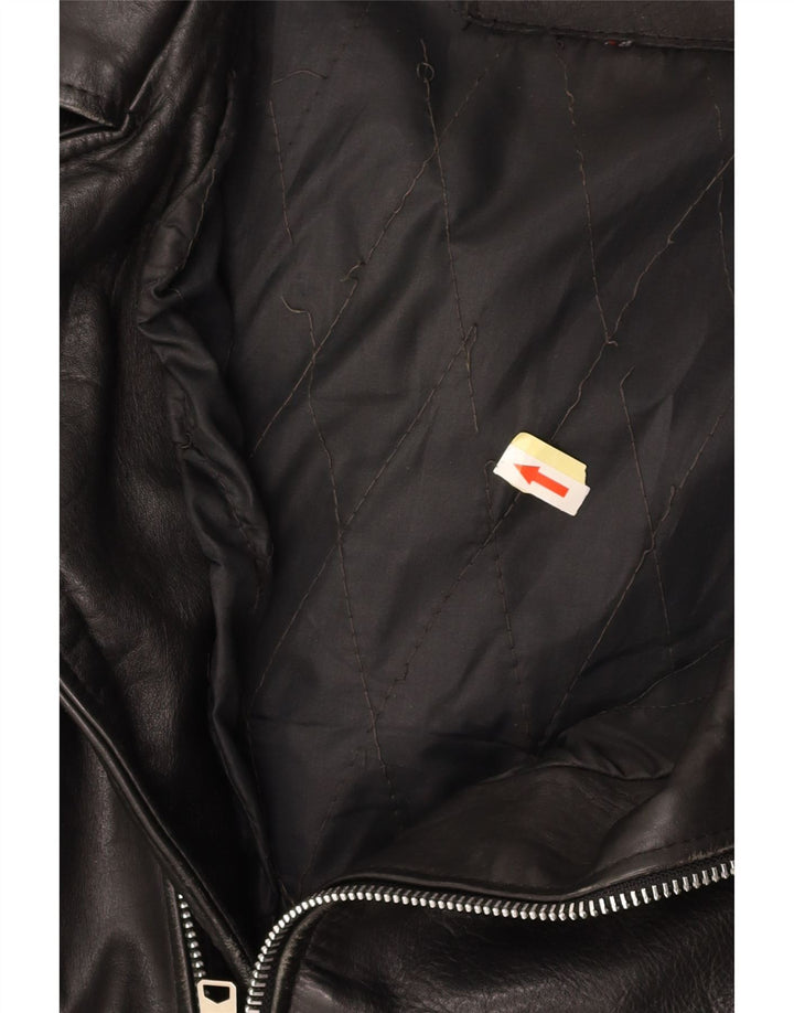VINTAGE Chaqueta biker de cuero para hombre Reino Unido 36 Pequeño Negro